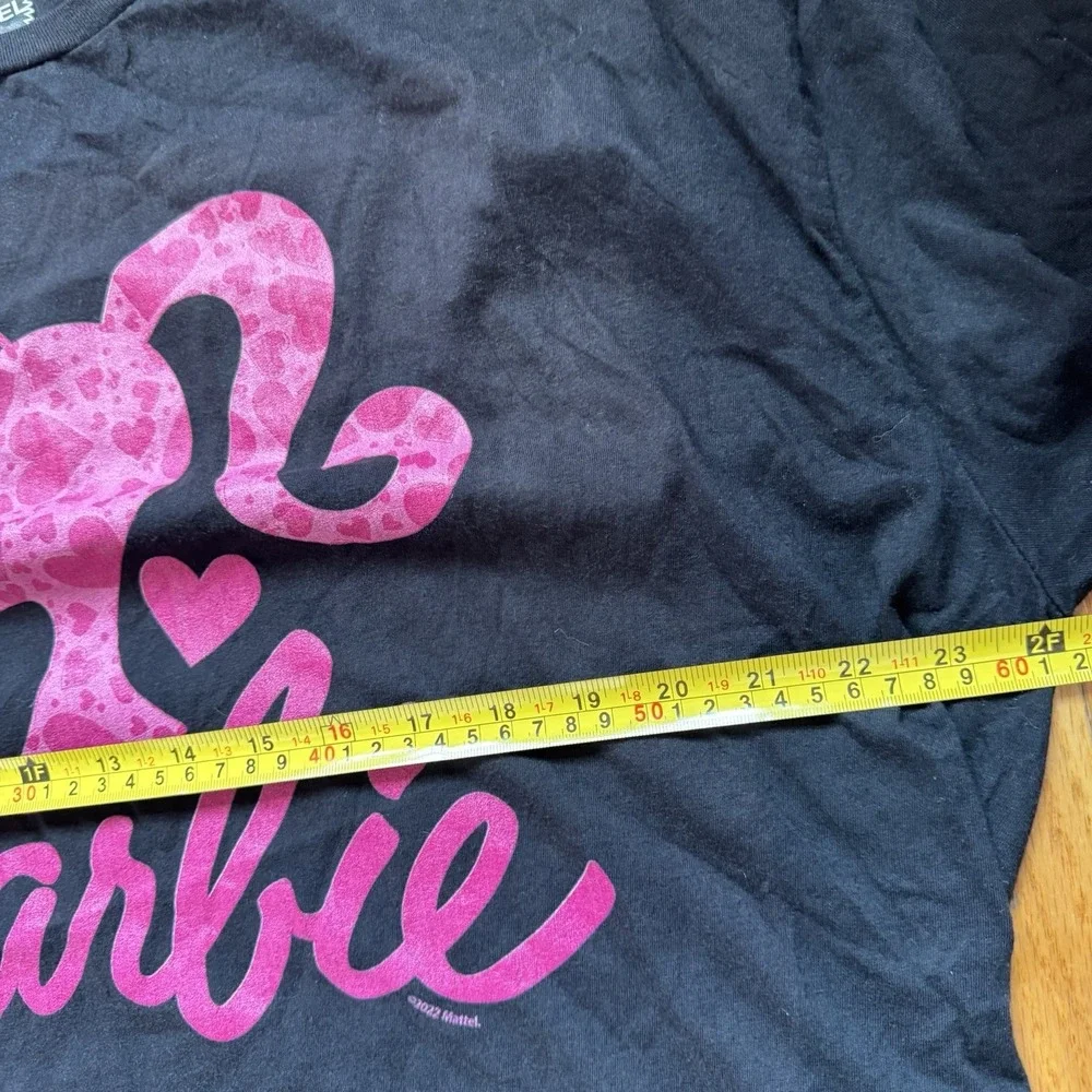Unisex Mattel Barbie Short Sleeve Graphic Tshirt Pink Head Silhouette Logo Sz XL